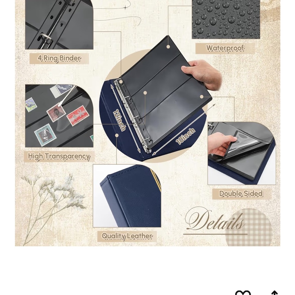 Navy Blue Stamp Album with Gold Trim + stamps! - Picture 4 of 7